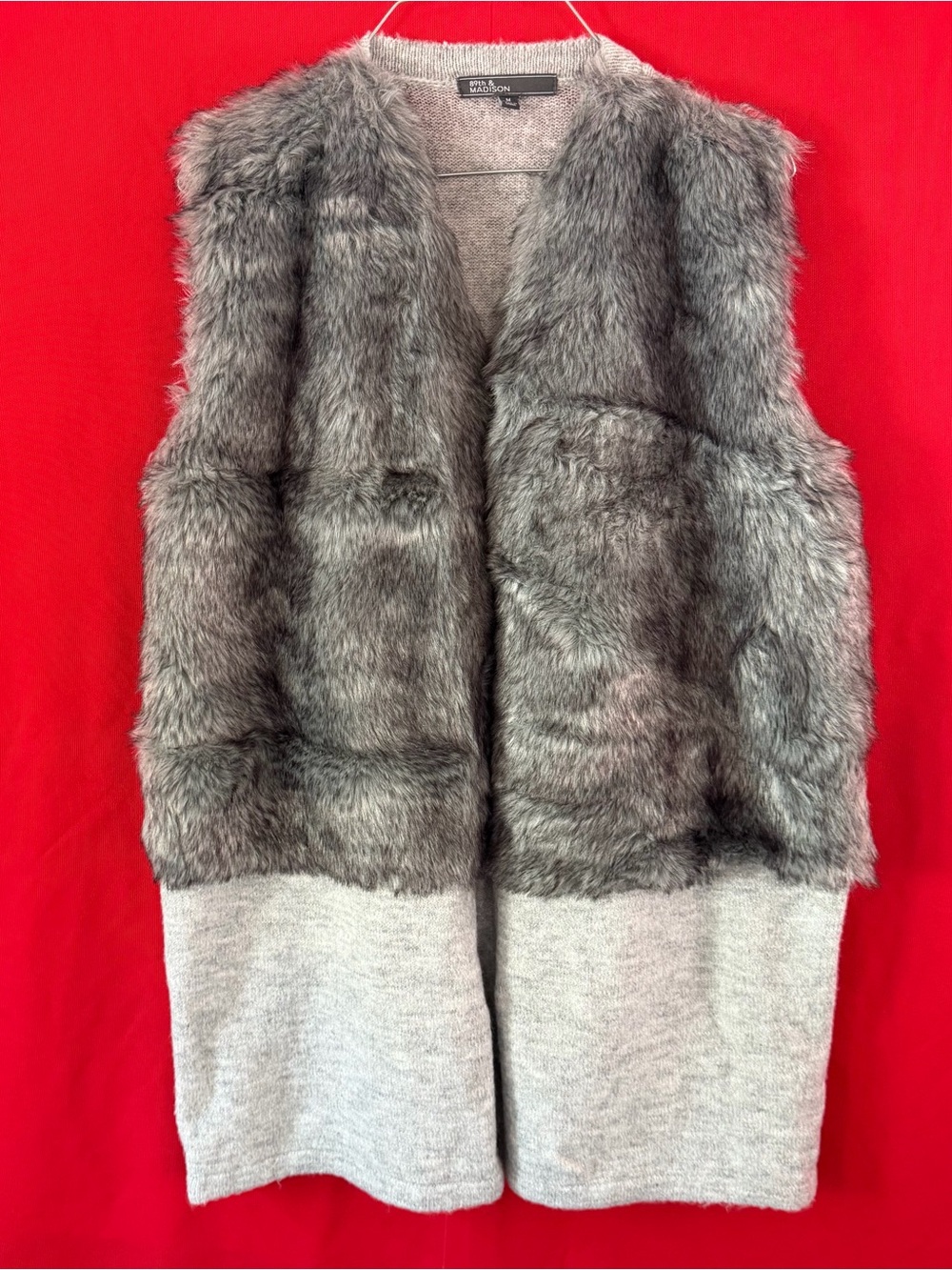 89th & Madison Charcoal Faux Fur Vest